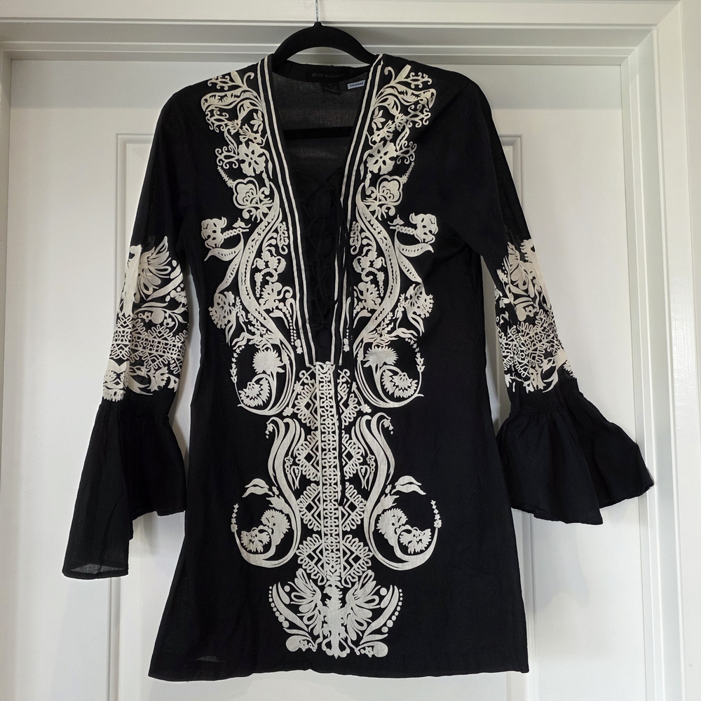 Steve Madden Black Cotton Tunic Top